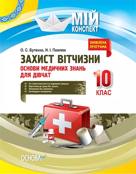 Мій конспект Захист Вітчизни 10 клас Основи медичних знань для дівчат Бутенко О.С., Павлюк Н.І.