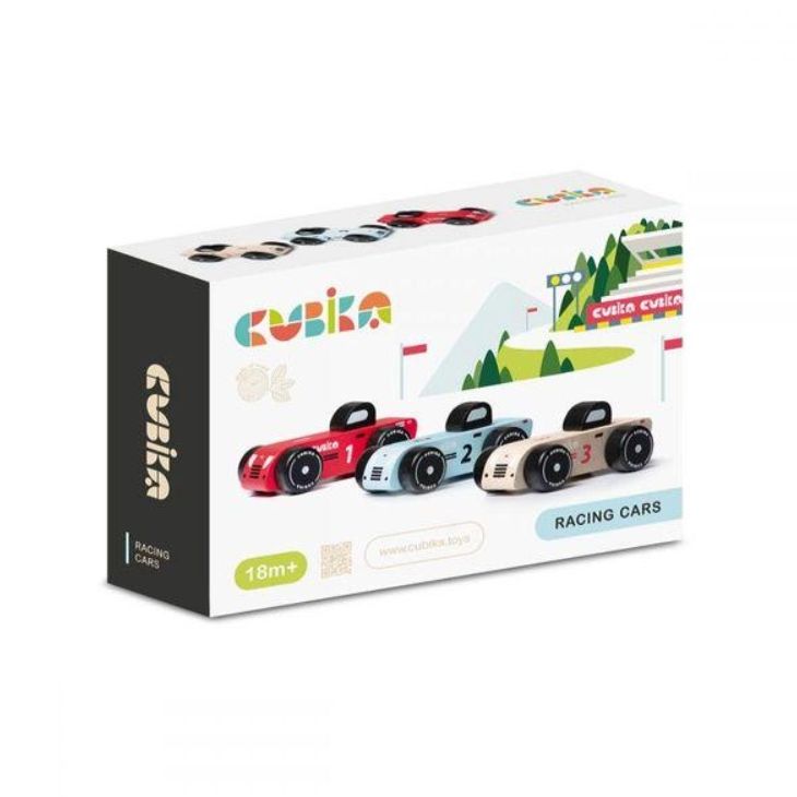 НАБІР ДЕРЕВ'ЯНИХ МАШИНОК "ГОНКИ"/RACING CARS" (3 ШТ) CUBIKA