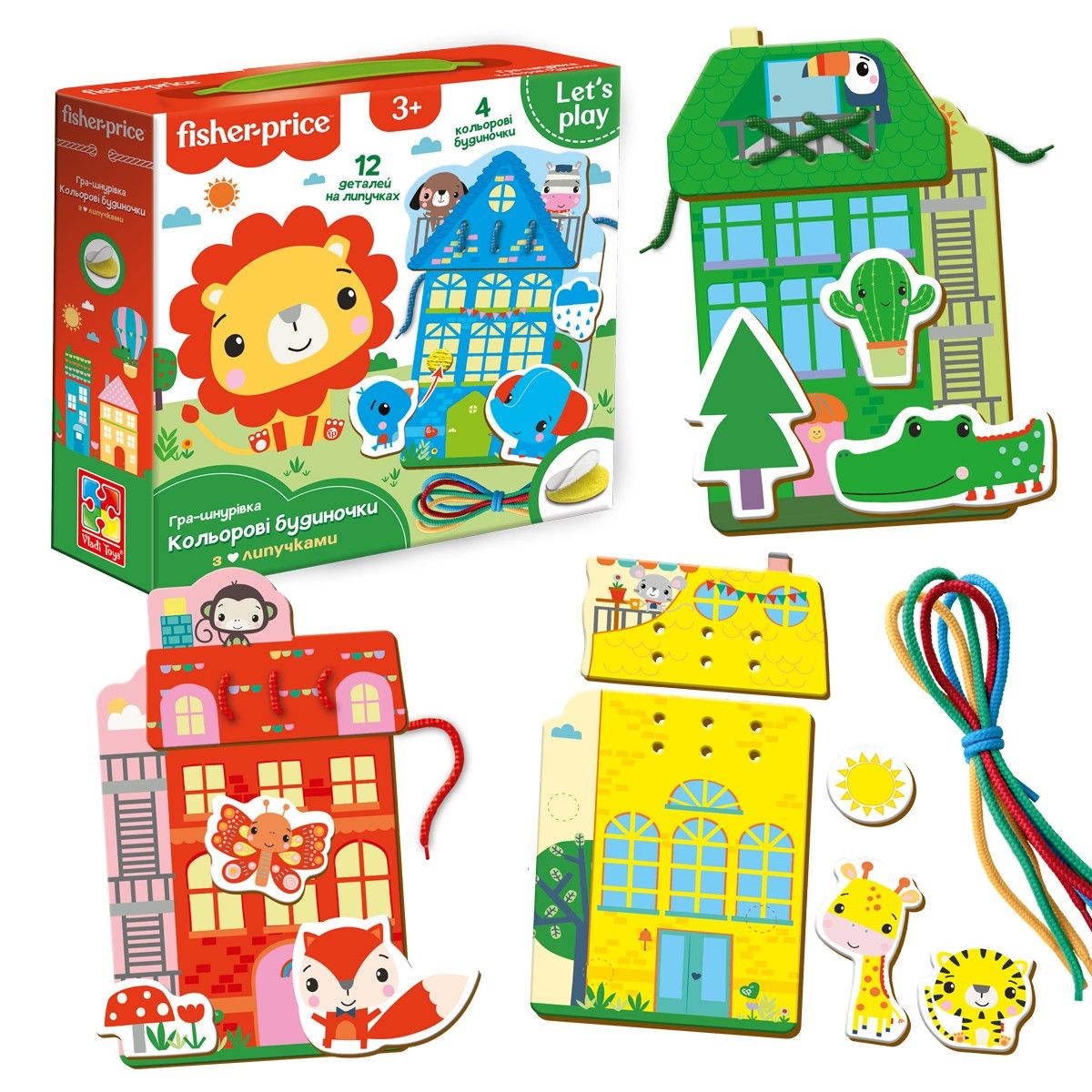 ГРА ШНУРУВКА КОЛЬОРОВІ БУДИНОЧКИ Vladi Toys