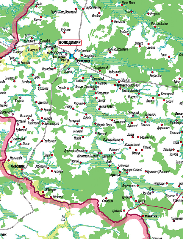 ВОЛИНЬ в середині ХVIII ст., Історична мапа 1 : 300 000