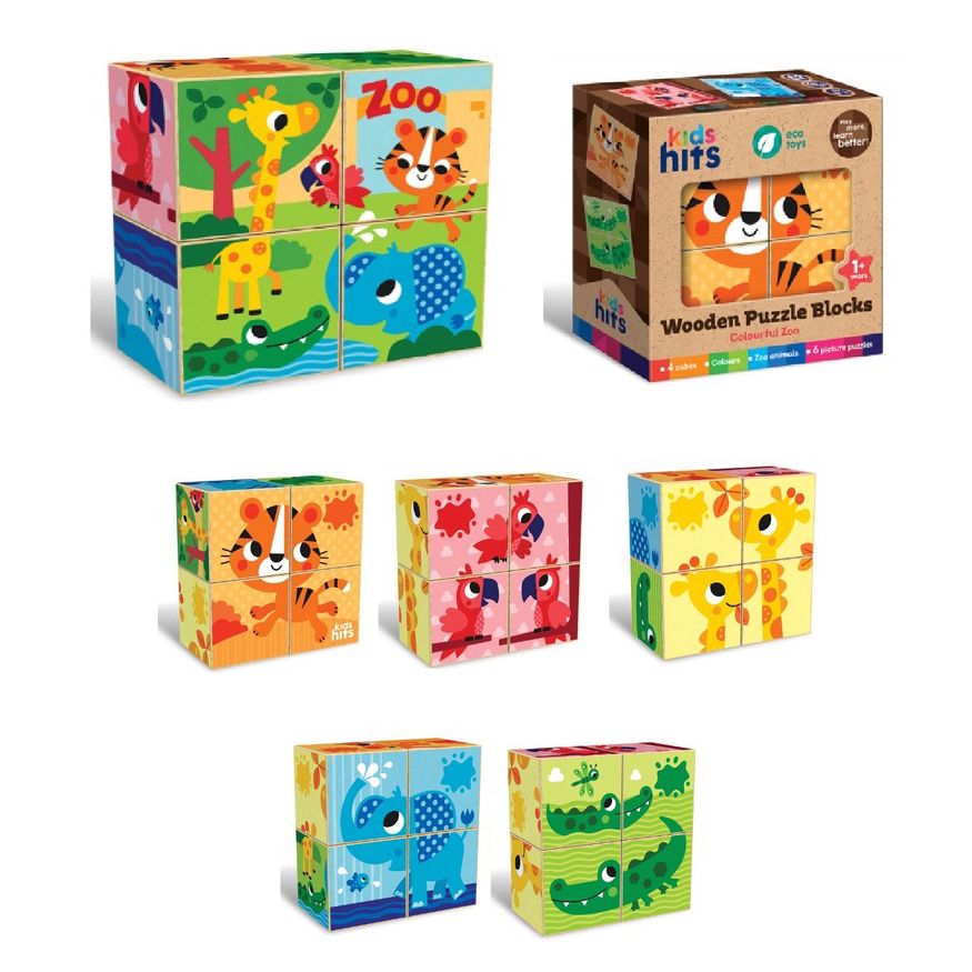 КУБИКИ ДЕРЕВ'ЯНІ COLOURFUL ZOO (4  шт)