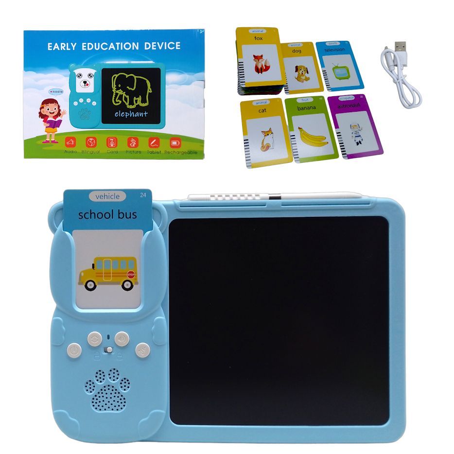 ПЛАНШЕТ ДЛЯ МАЛЮВАННЯ LCD WRITING TABLET + ОЗУЧЕНА АЗБУКА МОНТЕСОРІ 112 КАРТОК (БЛАКИТНИЙ) MIC