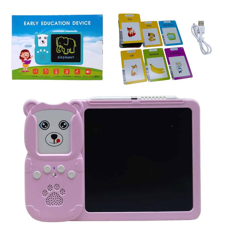 ПЛАНШЕТ ДЛЯ МАЛЮВАННЯ LCD WRITING TABLET + ОЗУЧЕНА АЗБУКА МОНТЕСОРІ 112 КАРТОК (РОЖОВИЙ) MIC