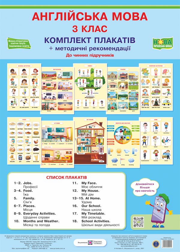 Комплект таблиць з англійської мови. 3 клас  Косован О.