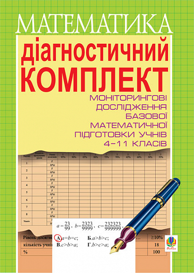Діагностичний комплект для проведення моніторингових досліджень базової математичної підготовки учнів 4-11 класів.  Афанасьєва О.М. та ін.