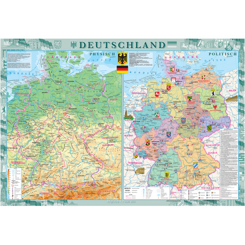Deutschland. Physisch. Politisch, м-б 1:1 000 000 (папір 180 г/м², на планках)  9789664756881