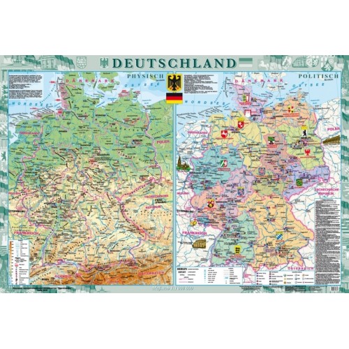 Deutschland. Фізична карта. Політико-адміністративна карта, м-б 1:1 000 000,   9789664756881