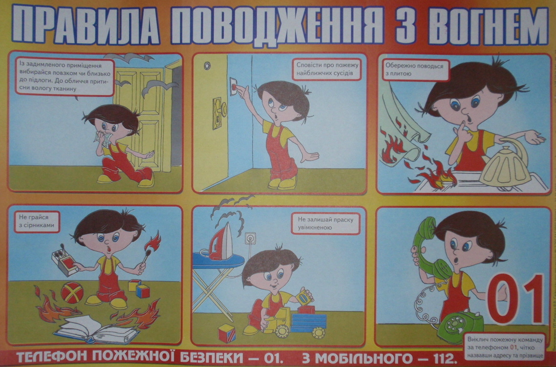 ПРАВИЛА ПОВОДЖЕННЯ З ВОГНЕМ  Плакат (картон)
