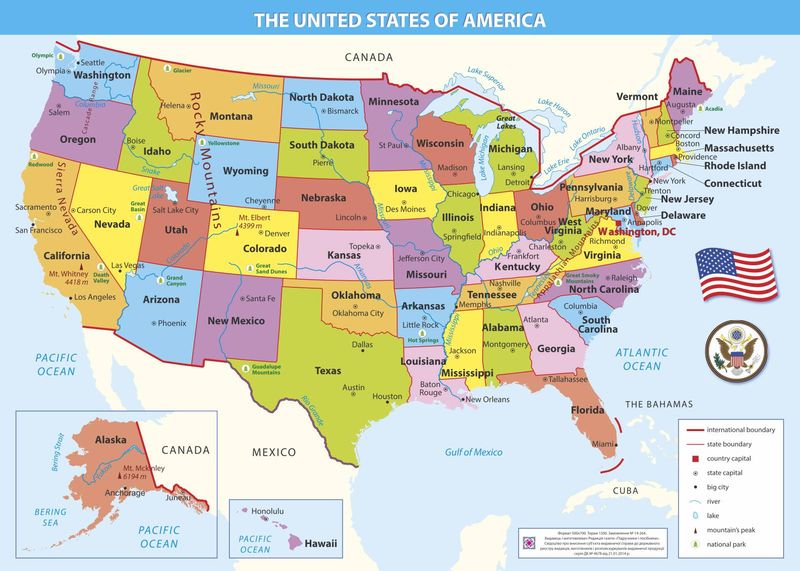 Карта США. Плакат
