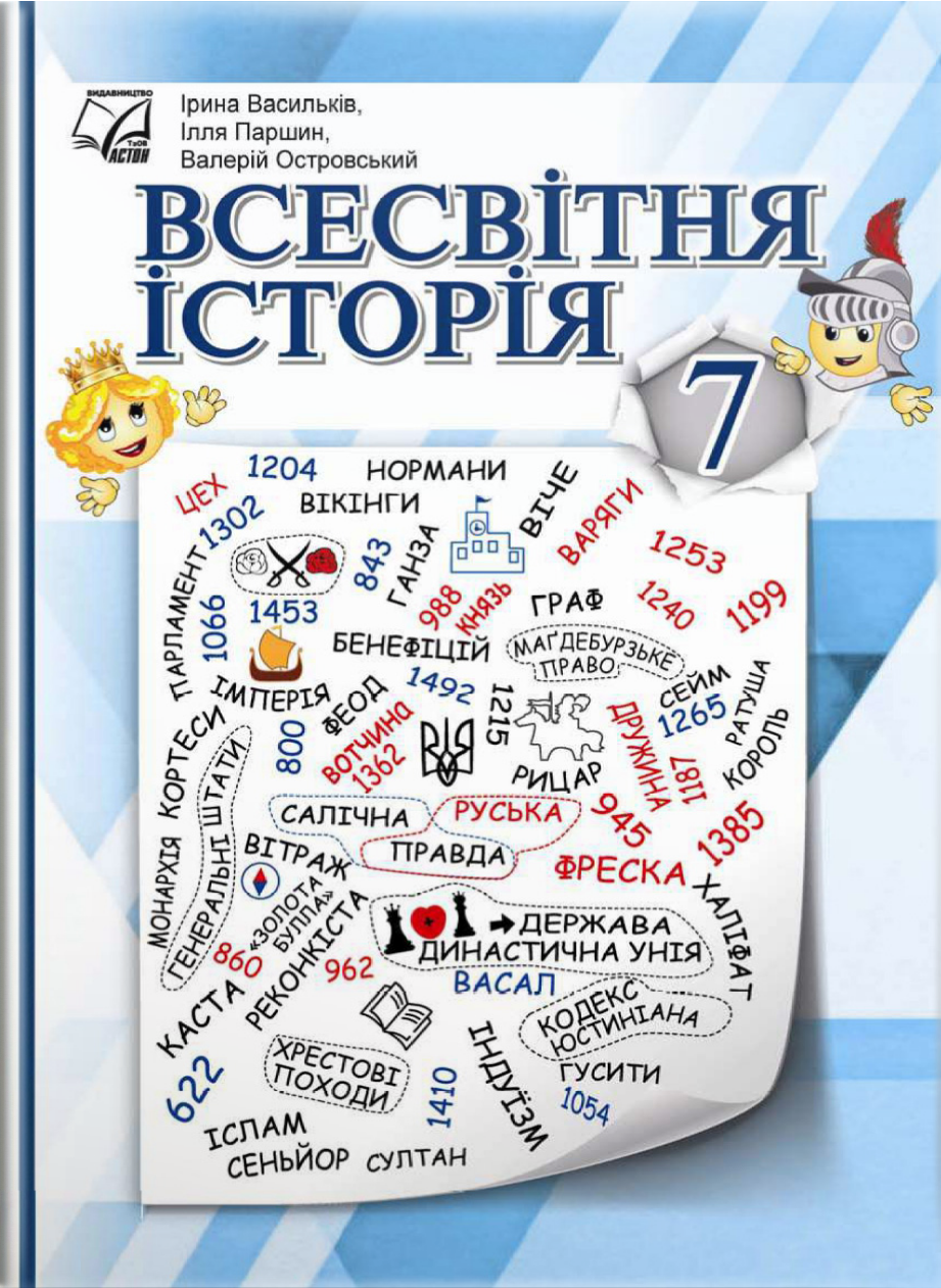 Всесвітня історія 7 клас НУШ  Підручник  Васильків І. Д., Островський В. В., Паршин І. Л.