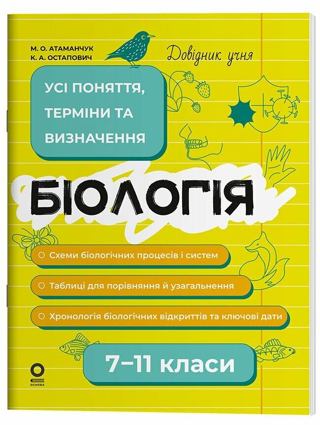 Довідник учня. Біологія. 7–11 класи. Усі поняття, терміни та визначення Атаманчук М.О. Остапович К.А.
