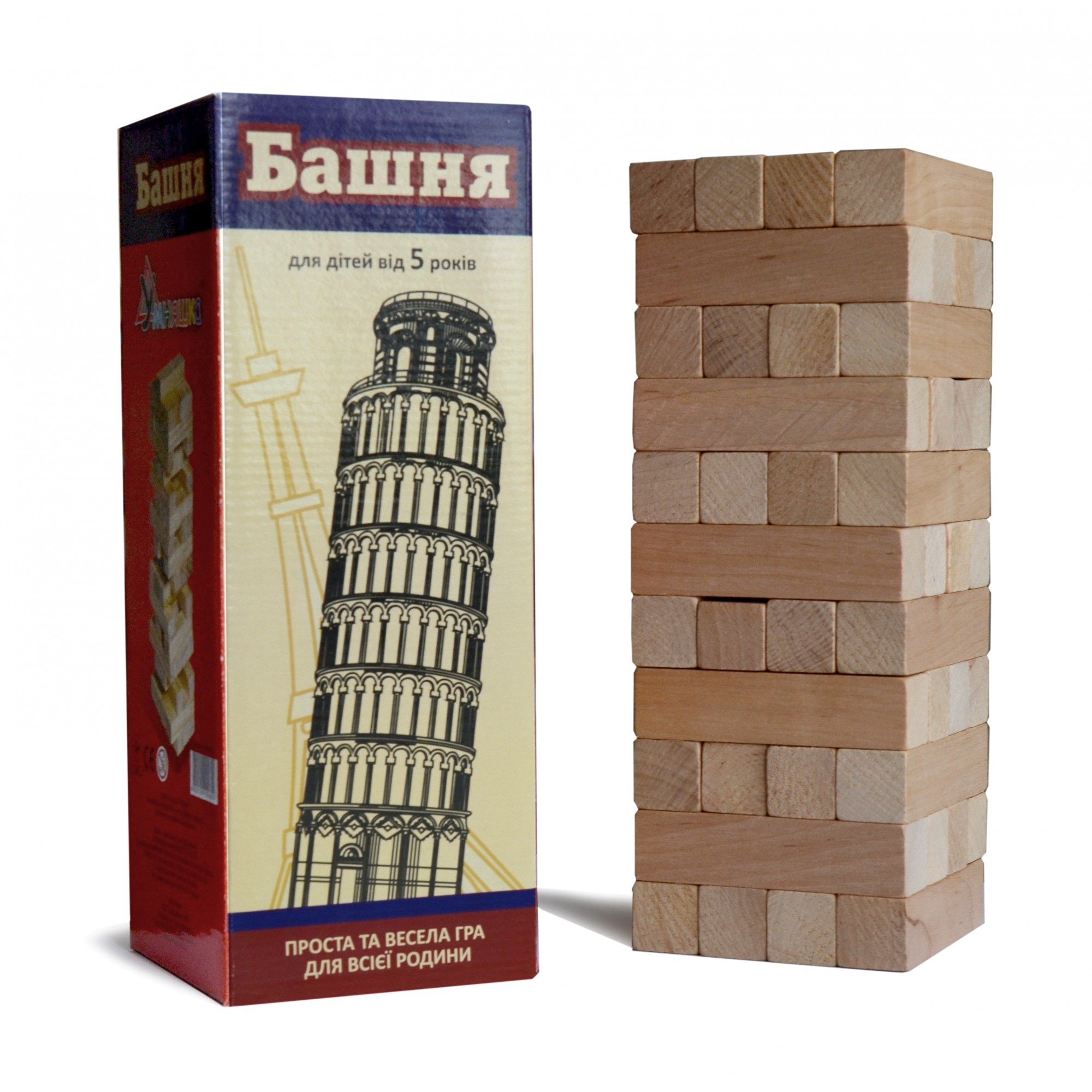 Гра настільна "Башня" (44 деталі), дерево