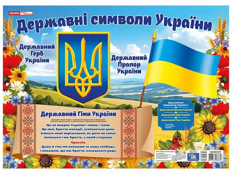 Плакат. Державні символи України (маленький)