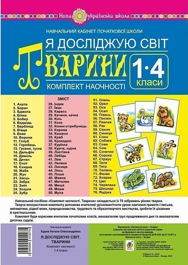 Я досліджую світ. 1-4 класи. Тварини. Комплект наочності. НУШ  Будна Н.О.