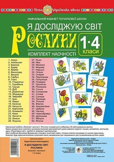 Я досліджую світ. 1-4 класи. Рослини. Комплект наочності. НУШ  Будна Н.О.