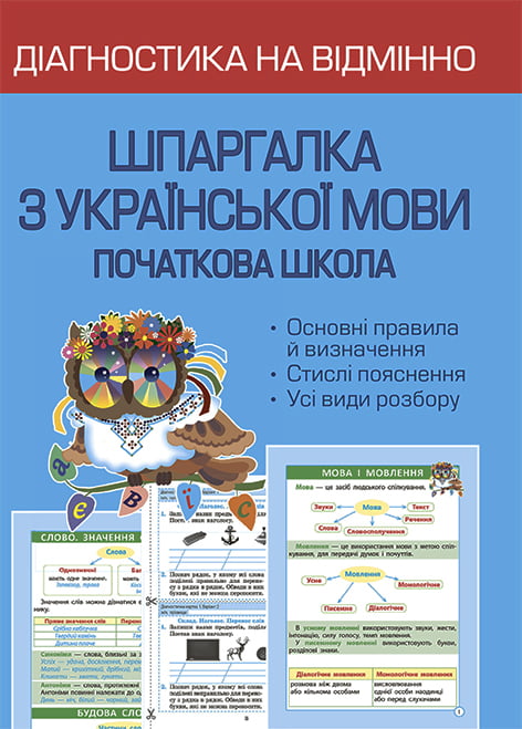 Діагностика на відмінно. Шпаргалка з української мови 1- 4 клас. НУШ 2022  Гребенькова Л. О.