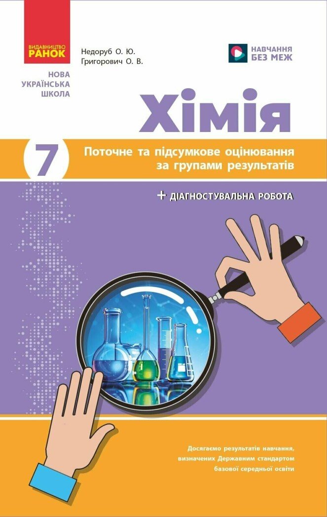 Хімія. 7 клас НУШ  Поточне та підсумкове оцінювання за групами результатів + діагностувальна робота  Недоруб О.