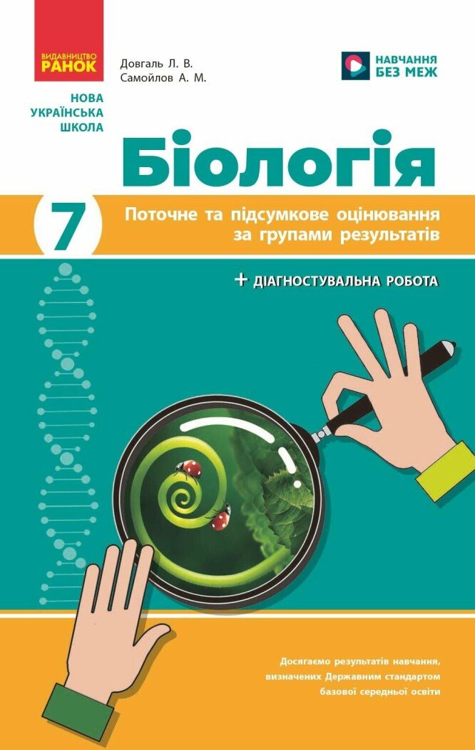 Біологія. 7 клас НУШ  Поточне та підсумкове оцінювання за групами результатів + діагностувальна робота  Довгаль Л.В.