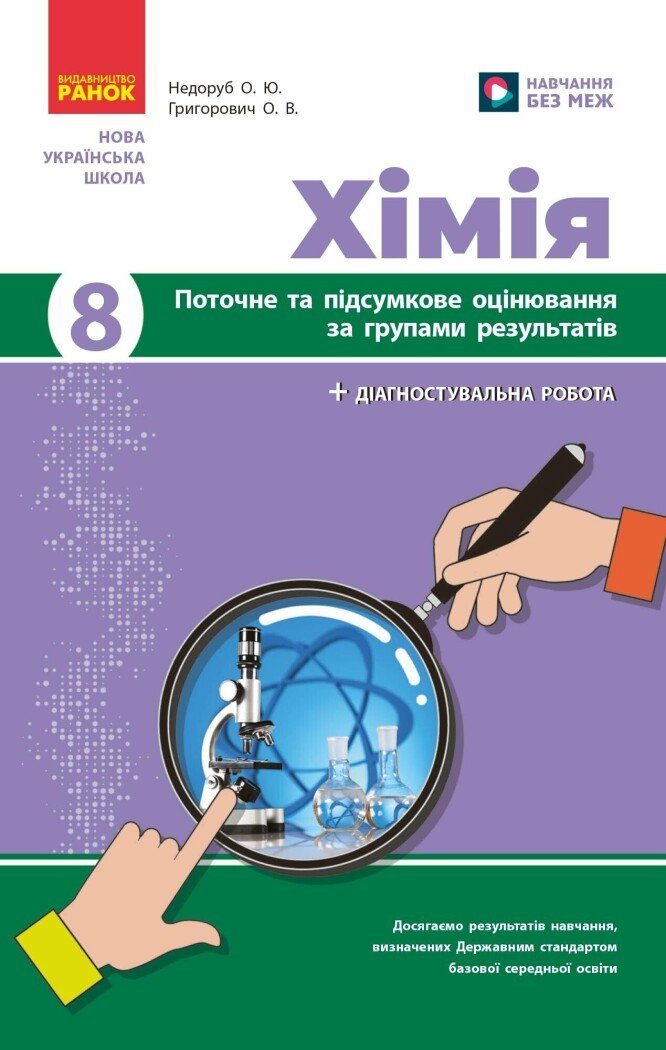 Хімія. 8 клас НУШ  Поточне та підсумкове оцінювання за групами результатів Недоруб О.