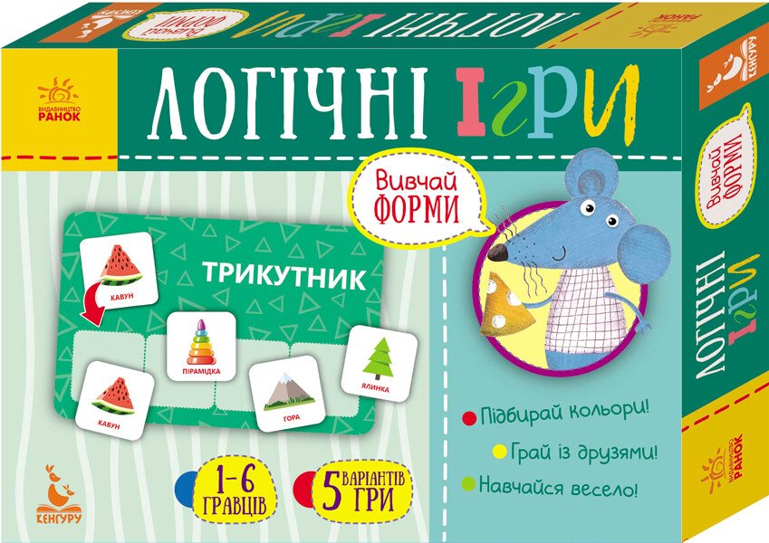Логічні ігри. 2+ Вивчай форми. 24 картки