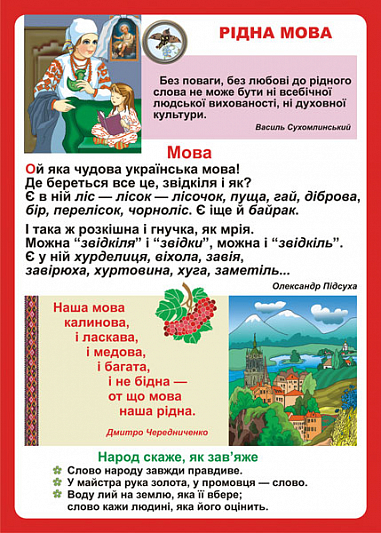 Дидактичний матеріал Рідна мова.