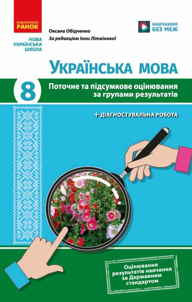 Українська мова. 8 клас. Поточне та підсумкове оцінювання за групами результатів.  Обідченко О.О.