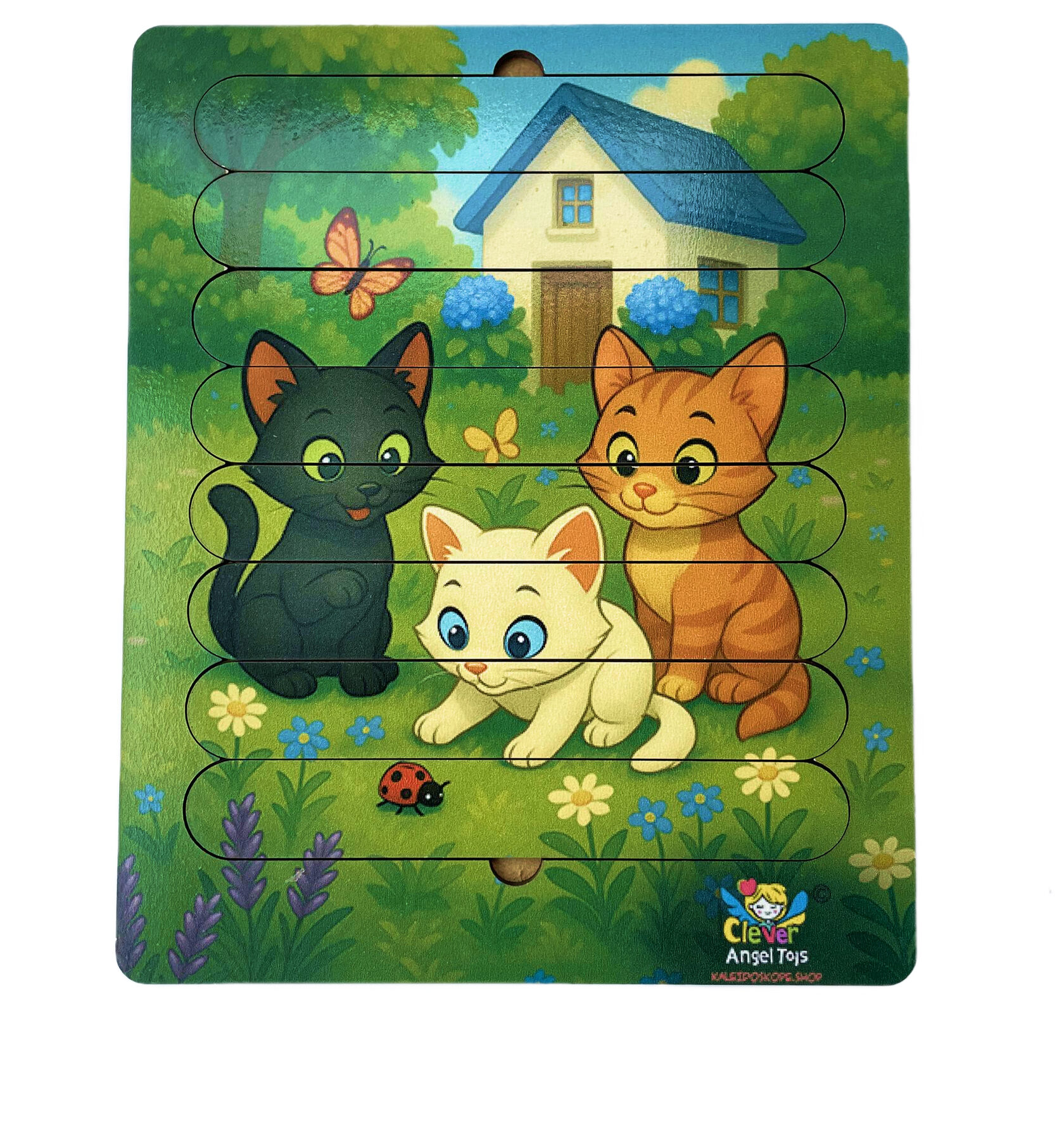 Кошенята. Дерев’яний рамковий пазл на 8 елементів (21×17 см)