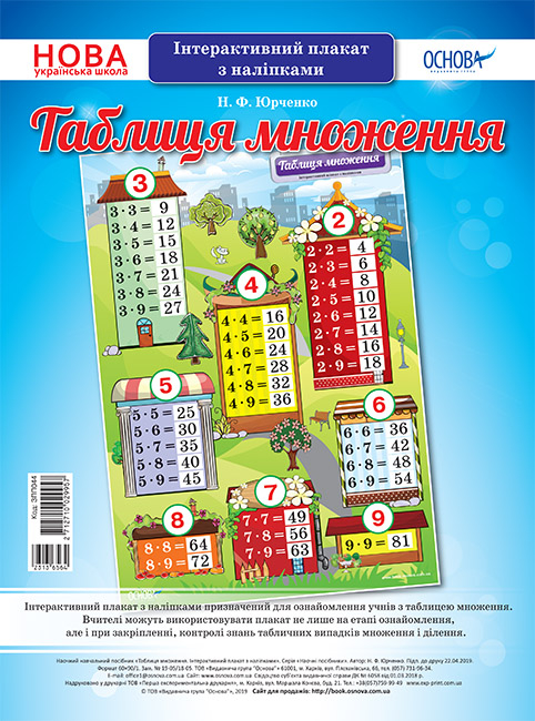 Таблиця множення. Інтерактивний плакат з наліпками
