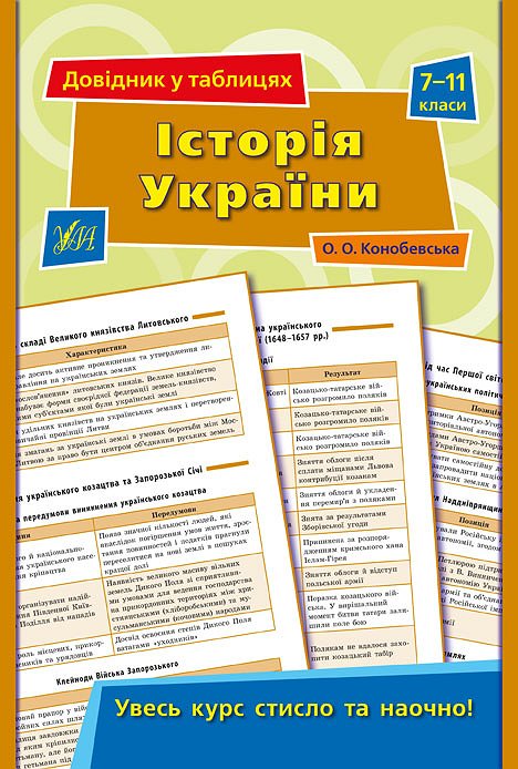 Довідник у таблицях. Історія України. 7–11 класи  Конобевська О. О.