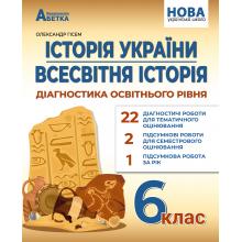 Історія України. Всесвітня історія 6 клас Діагностика освітнього рівня Гісем О. В.